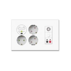 Wonha Ti1配線器通訊插座 大型 3孔+CATV 1房+RJ45 1孔+喇叭插孔1孔, 1個