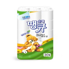 땡큐 3겹 데코 엠보싱 순백 롤화장지 15m, 30롤, 1개