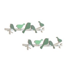 小鳥造型壁掛式掛鉤 YT_RA1133, 綠色, 2個