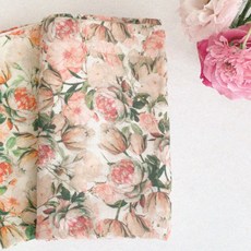 dear dilly 孩童用Love Blossom針織雪紡毯, 玫瑰花款(粉色)