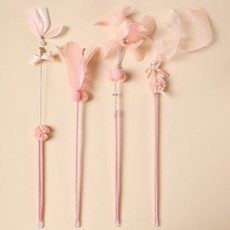 貓咪釣魚竿玩具 4件組 CT011, 粉色的, 1套