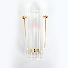 daygrow 鍍金手柄褶皺透明玻璃花瓶, 混合色