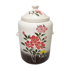 陶藝村 黑粉青 米缸 20kg, 雙色杜鵑花, 1個