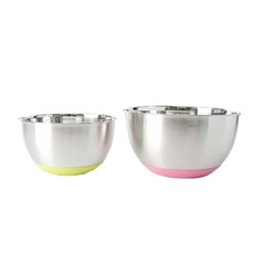 KITCHEN FLOWER 不鏽鋼矽膠底攪拌盆 2入組, 混色