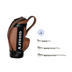 高爾夫球袋+高爾夫球座 3款+記號器, 棕色