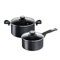 Tefal 法國特福 電磁爐適用Unimited系列鈦塗層鍋具 2入組, 單柄湯鍋18cm(附玻璃鍋蓋)+雙耳湯鍋20cm(附玻璃鍋蓋), 混色