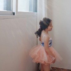 Ananmako女童款花朵泳裝兼用連身衣