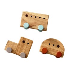 木質彩色玩具車3件組, 混色, 1個