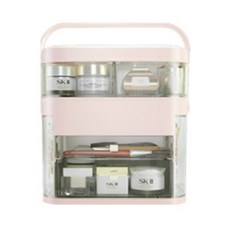 ELCOCO 附鏡化妝品收納盒 粉紅色, 1個