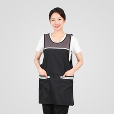 薄肩網紗連身裙式圍裙 M LA94, 1個, 黑色