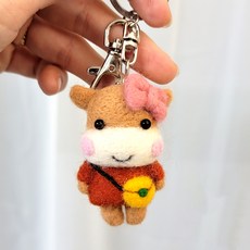 Petdol Needle&Cock 針氈 可愛牛 鑰匙圈 DIY套組, 1套, 混合色