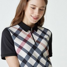 DAKS 女式格紋棉混紡領 T恤
