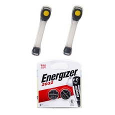 LED燈安全臂帶 2入 + 勁量 2032 鈕扣電池 2入組, 黑黃色, 1個