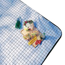 GURMING 格紋防水野餐墊 一體式, 白色