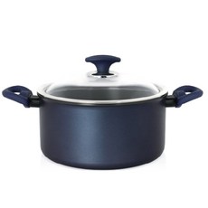 Silvat 電磁爐適用雙耳不沾湯鍋+玻璃鍋蓋, 混色, 24cm