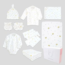 OYBY 彌月禮盒 嬰兒印花包屁衣+長版肚衣+手套+包巾+防水毛毯+手帕 5入+布尿墊 5入+帽子+禮盒