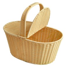Market Plan 藤編野餐籃, 米色, 1個