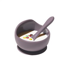 Coaa Coaa 嬰兒吸附式餐碗 (附湯匙), 深可可色, 1組