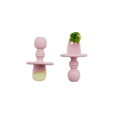 코아코아 셀프 피딩 이유식 스푼 + 포크 세트, 더스티핑크, 1세트