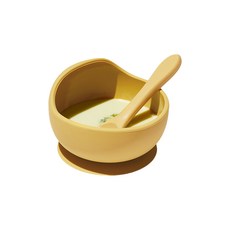 Coaa Coaa 嬰兒吸附式餐碗 (附湯匙), 芥末黃, 1組