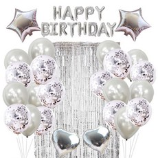 生日派對氣球組, 銀色, 1套