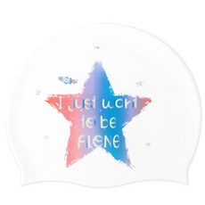 Duda Swim 雙面星星印花矽膠泳帽, 白色的