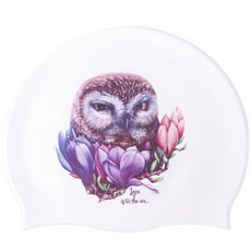 DoudaSwim Owl 矽膠泳帽, 白色的