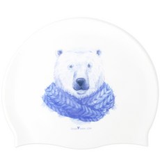 DoudaSwim 北極熊矽膠泳帽, 白色的