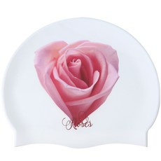 DoudaSwim 桃心玫瑰矽膠泳帽, 白色的
