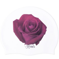 DoudaSwim 真紅玫瑰矽膠泳帽, 白色的