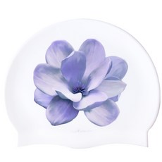 Duda Swim 花朵印花矽膠泳帽, 白色的