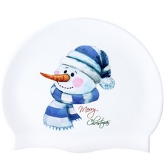 DoudaSwim 雪人矽膠泳帽, 白色的