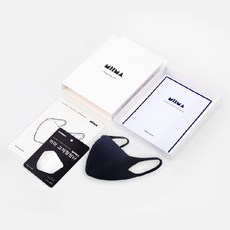 MIIMA 立體過濾式口罩 M號+可替換式過濾芯補充包 5入+固定用雙面膠帶, 黑色的, 1套