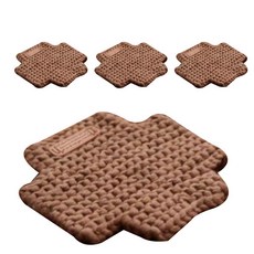 針織編織杯墊 4入, 棕色