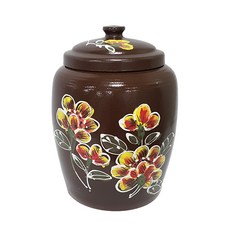 陶藝村 黑粉青芍藥米缸 12kg + 瓢杓套組, 混合顏色, 1個