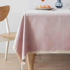 Market A 古董風蕾絲防水桌墊, 粉紅色, 140 x 220 cm