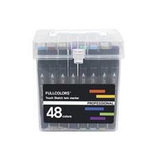 Fullcolors 全彩 雙頭麥克筆 黑色 + 硬殼組, 48色, 1套