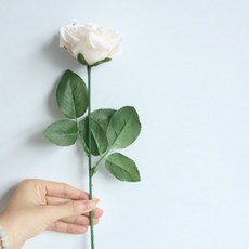 Ruby Coco 人造花 盛開玫瑰枝 罌粟 掃墓用花 花束製作 感性室內裝飾 3入, 白色, 3個