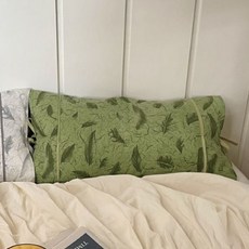 amieng 葉子圖案草本枕頭套, 柏樹綠