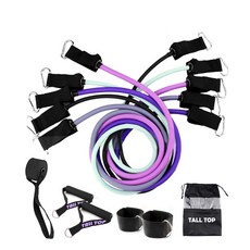 5種彈力管 + 門扣 + 腳踝帶2入 + 握把2入 + 收納袋套組, 紫色, 1個