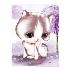 보석십자수 어린이 DIY 캔버스형 비즈공예 세트 25 x 30 cm, 고양이6, 1세트