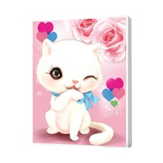 兒童DIY寶石十字繡 帆布款 串珠工藝套組 25 x 30 cm, 貓咪5, 1套