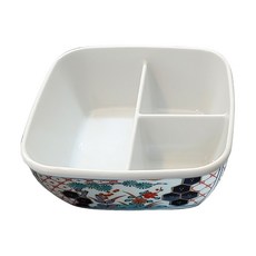 HAKOYA 長方形三段瓷碗570ml+蓋子BL-1087, 六角松, 1個