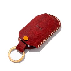 호즈 쏘렌토 MQ4 / K5 DL3 / K7 프리미어 / 셀토스 버튼형 차량용 가죽 핸드메이드 키홀더 K02, 골드 + 버건디, 기아_K02