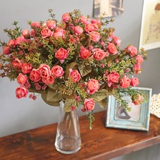 Bonjour Soso 人造花 居家裝飾 絲綢 紅色 Merci 玫瑰, 混合色