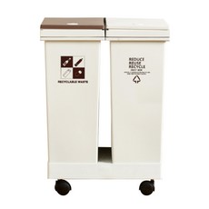 可拆式按壓分類垃圾桶 24L, 米色+棕色, 1個