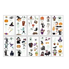 NAWATTO 萬聖節螢光紋身貼紙 10款入, 1套, 隨機發貨