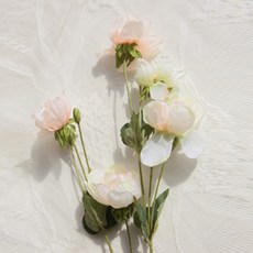 JINSIM DESIGN Roas 銀蓮花人造花, 01 白色