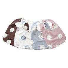 ggoom duboo 圍兜 4入, 白色, 灰色, 粉紅色, 巧克力色, 1套
