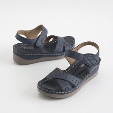 JACK&JILL 女款軟墊魔鬼氈涼鞋 JB1328, 藍色, 235